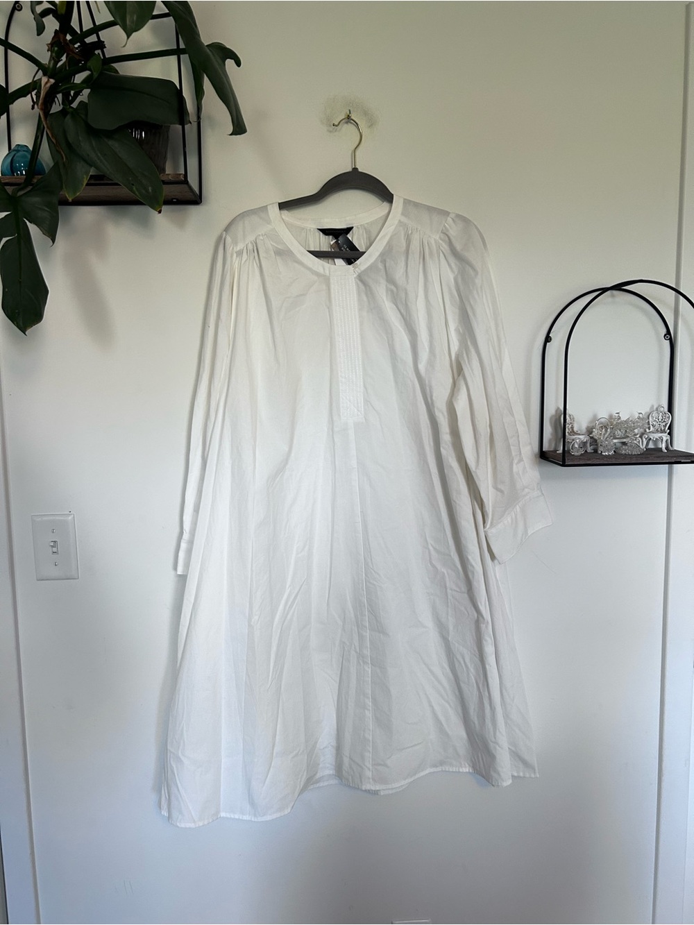 NWT Banana Republic Factory Off White Long Sleeve Poplin 100% Cotton Dress XLT